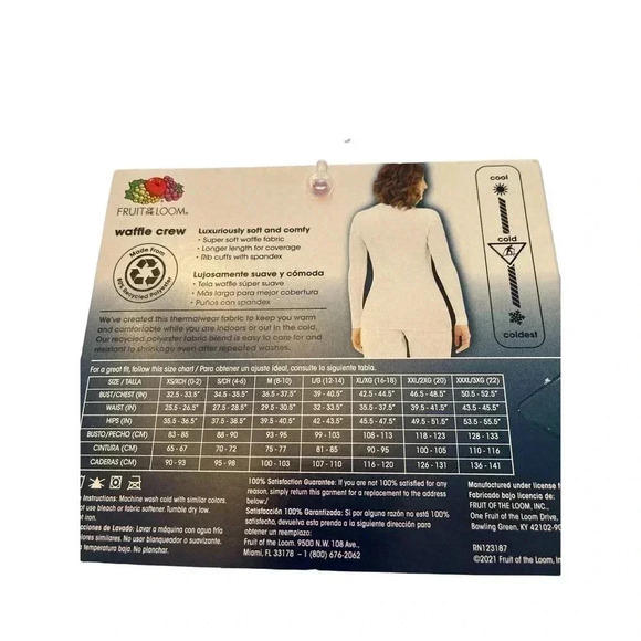 Fruit of the Loom Beyond Soft Woman's Waffle Crew Shirt - New Size XS (0/2) Pink - Picture 2 of 2